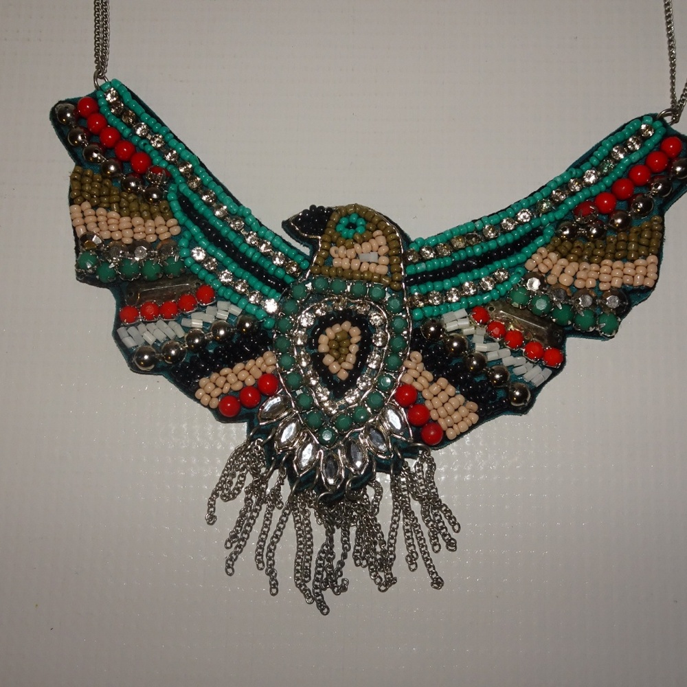 Stunning Sfera Eagle Beaded Statement Necklace - image 2